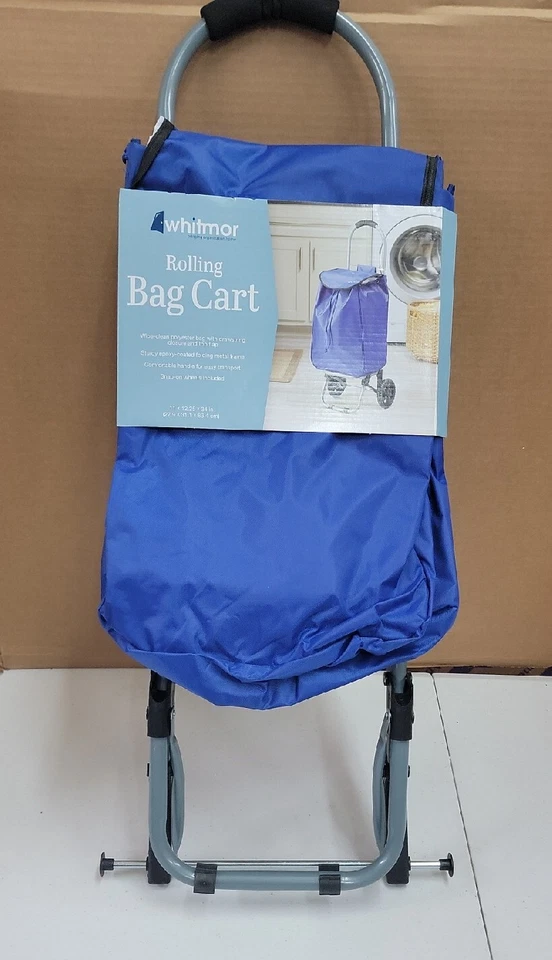 Carro bolsa rodante Whitmor ligero AZUL bueno para dormitorio comestibles pasear mascotas + Foto 3 de 4