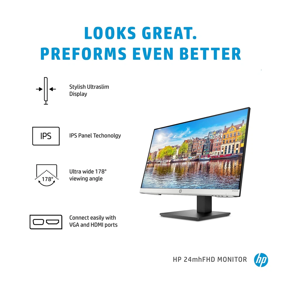 	HP 24mh FHD Computer Monitor with 23.8-Inch IPS Display 1080p - Built-In	 - Image 2 of 4