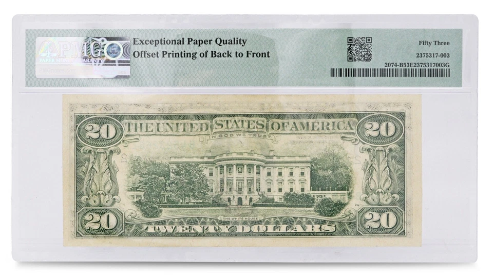 PMG $20 1981A Federal Reserve Note New York Fr#2074-B 53 About Uncirculated EPQ - Image 2 of 2