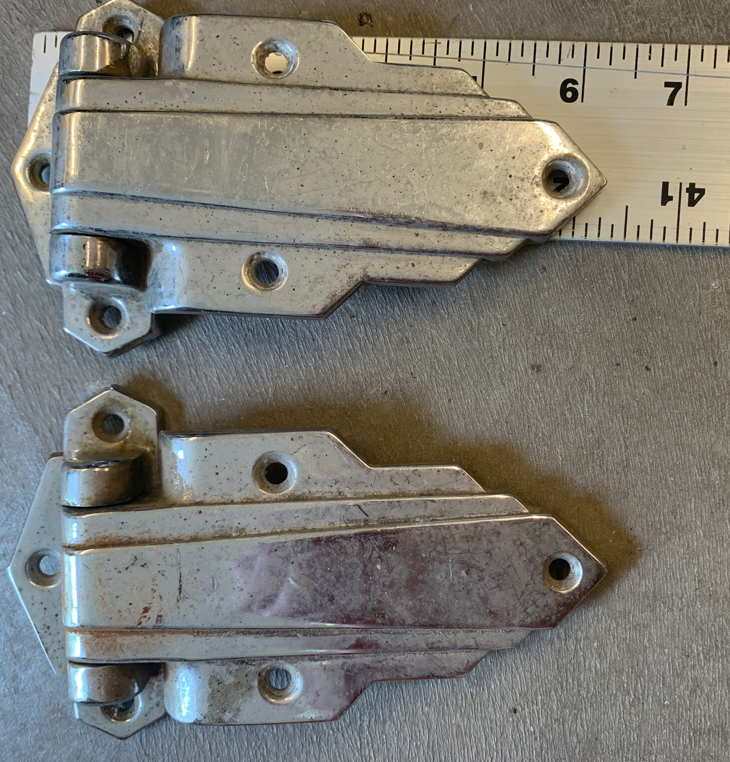 Vintage Set of 2 Cabinet Hinges Offset Art Deco For Icebox 6.25” X 4” X 1”