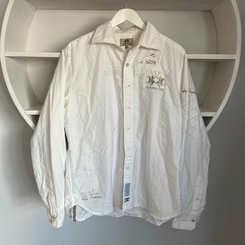 Men's LA MARTINA Polo Society White Casual Button Shirt Size XXL