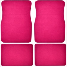 Set Of 4pcs Universal Floormats Hot Pink With Rubber Base More Cool Design