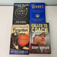 Lot of 4 Sports Coach Wooden Gibbs Bowden Spiritual Religious HC DJ Books