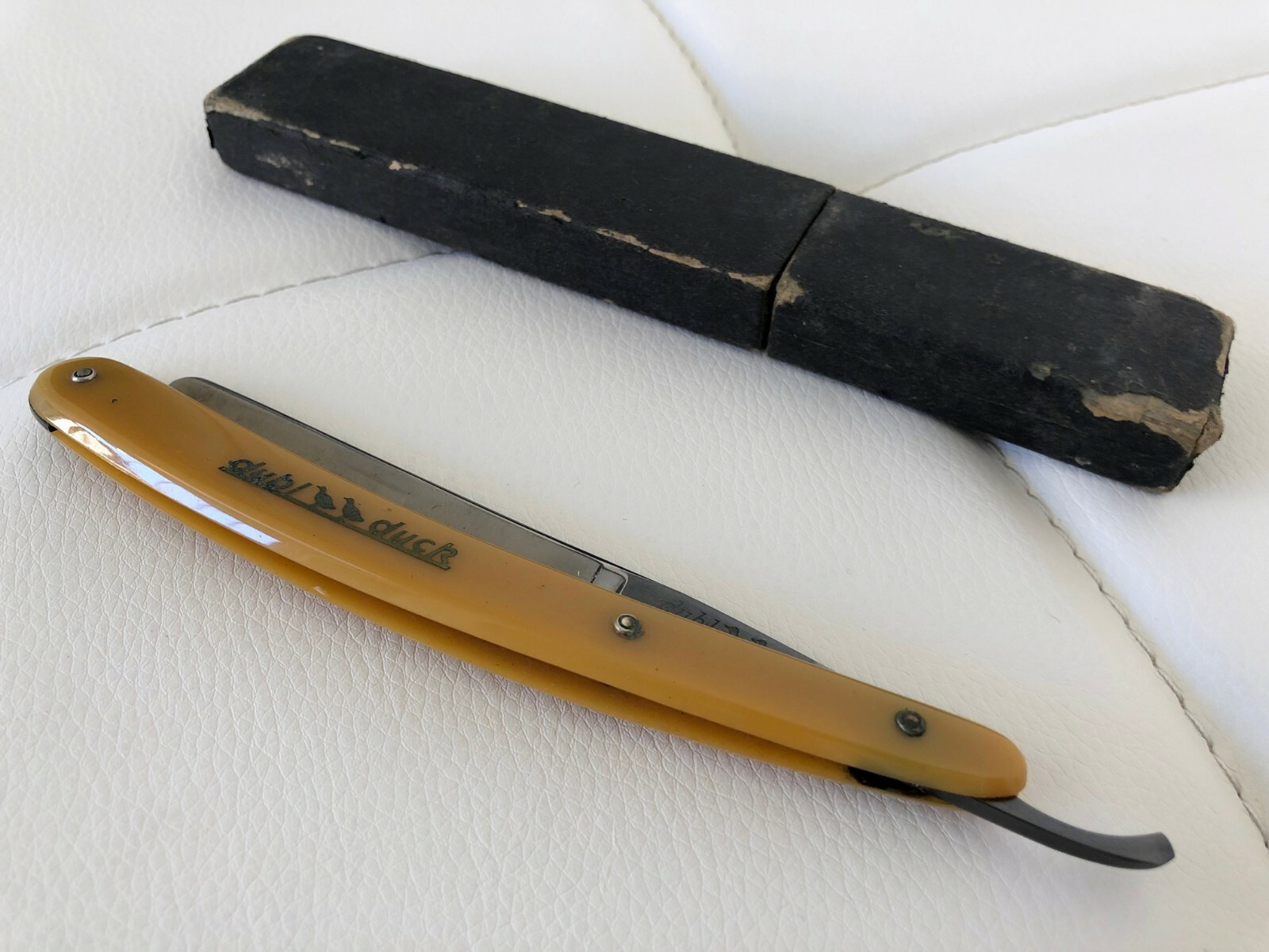 VINTAGE! STRAIGHT RAZOR Dubl Duck SPECIAL #1 Pearlduck Blade Solinger Germany