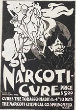 Will Bradley Art NARCOTI-CURE Knight Kills Tobacco Nicotine Habit 1895 Print Ads