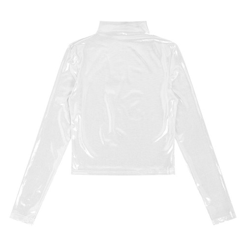 Womens Tank Top Ladies Tee Tops Mock Neck T-Shirt Holographic Blouse Shiny Rave - 第 9/40 張圖片