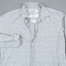 Frank & Eileen Shirt Womens Small Grayson Windowpane Long Tail Low Hem Button Up
