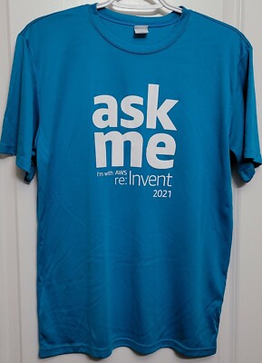 Amazon Web Services AWS re:Invent Convention 2021 Blue Shirt Youth XL  Adult S - Main Image
