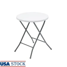 Folding Round Bistro Table Compact Portable Side Table Indoor Outdoor Use