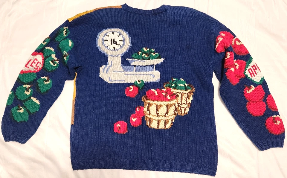 Suéter tejido a mano vintage Alexandra Bartlett con temática de otoño mediano Foto 2 de 4