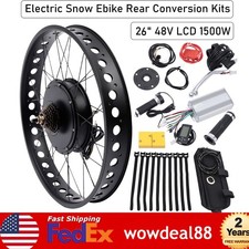 26" 48V 1500W E bike Fat Tire Bicycle Rear Hub Motor Conversion Snow Wheel Kit