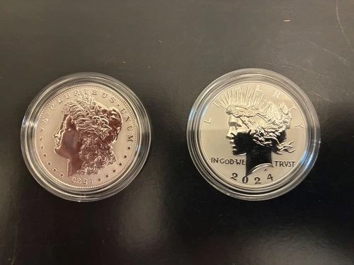 2024-S Reverse Proof $1 Morgan and Peace Silver Dollar 2pc Set U.S. Mint