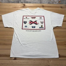 Vintage 2001 XFL Football Kick-Off Season Discover Platinum Graphic T-Shirt - XL