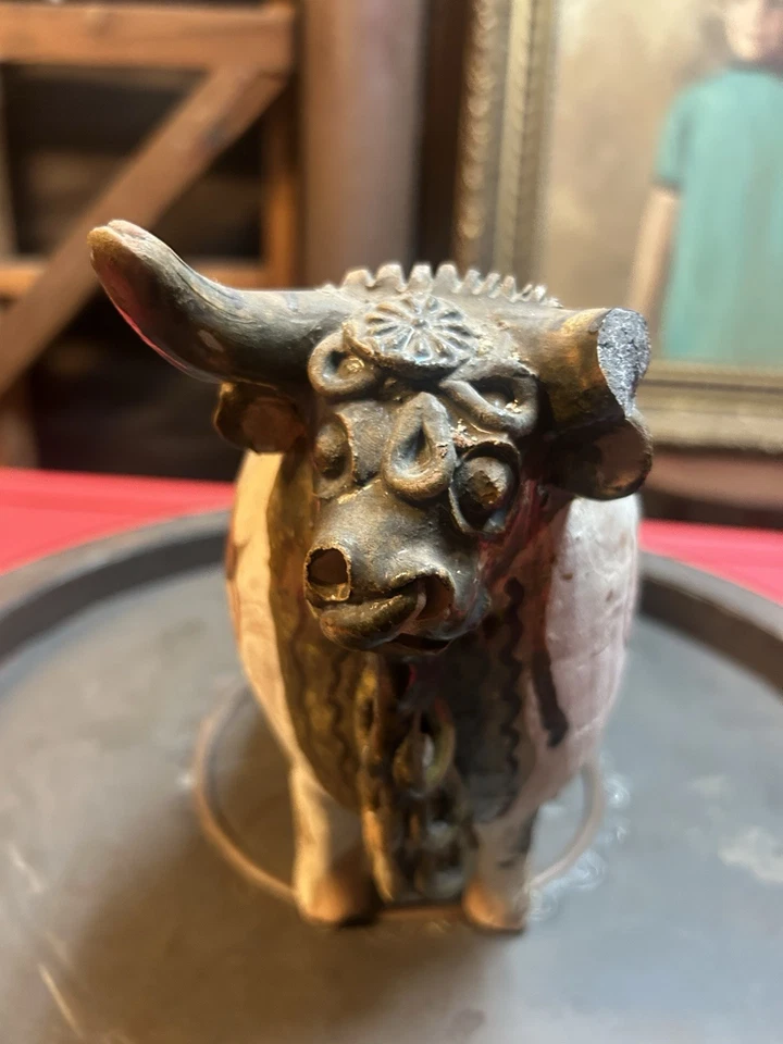 Torito De Pucara Старинный Раскрашенный Терракота Перу Как Есть Милый Бык - Изображение 4 из 4