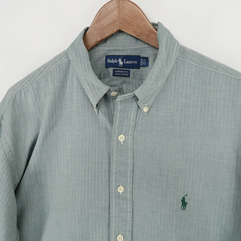 Camisa Ralph Lauren Yarmouth Abotonada Para Hombre 17 34/35 Verde Salvia Manga Larga Foto 2 de 4