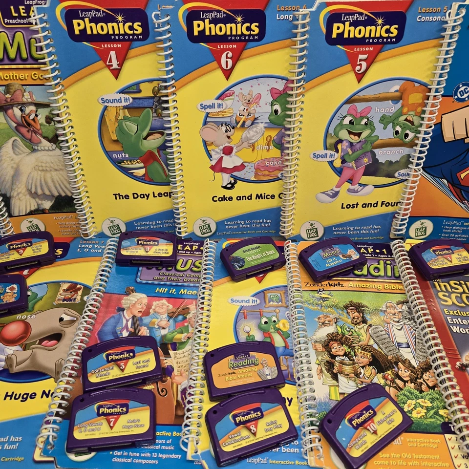 (12) LeapFrog LeapPad Leap Books & Cartridge Phonics Reading Math & More - Image 3 of 4