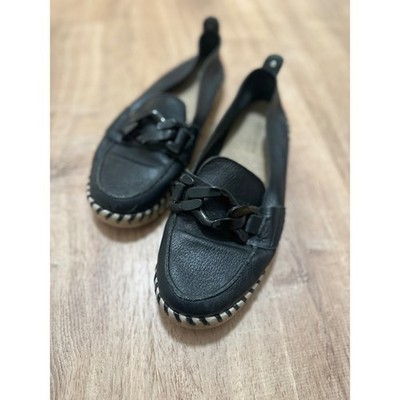 Bottero | Woman's Comfort Black Leather Chain Loafers, Brazil, Size US / EU 40