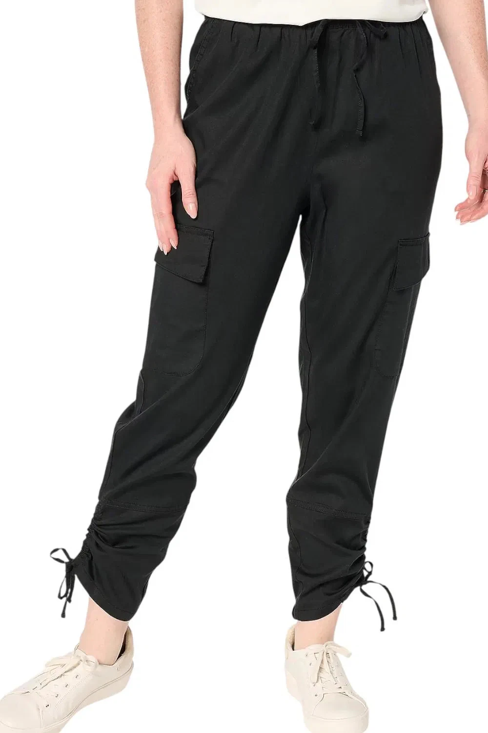 Martha Stewart Women's PullOn Tapered Cargo Ankle Pants Caviar