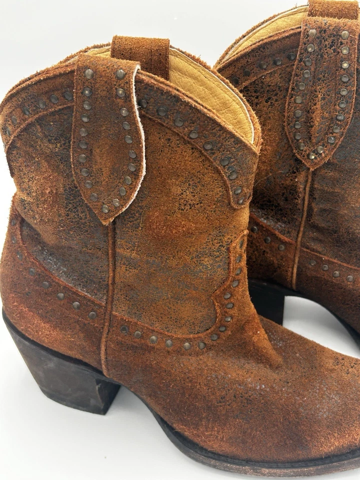 Botas Idyllwind para mujer 8,5 B marrón gamuza tachonadas botines al tobillo vaquera occidental Foto 4 de 4