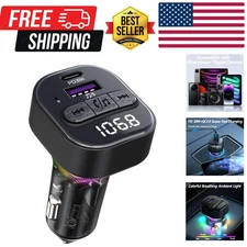Bluetooth 5.3 FM Transmitter for Car, Bluetooth Car Adapter with Type-C PD30W...