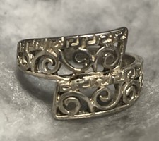 Sterling Silver 925 Filigree Floral Ring Size 7.5