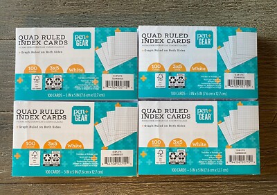 Quad Ruled Graph Index Cards 400 Pack
