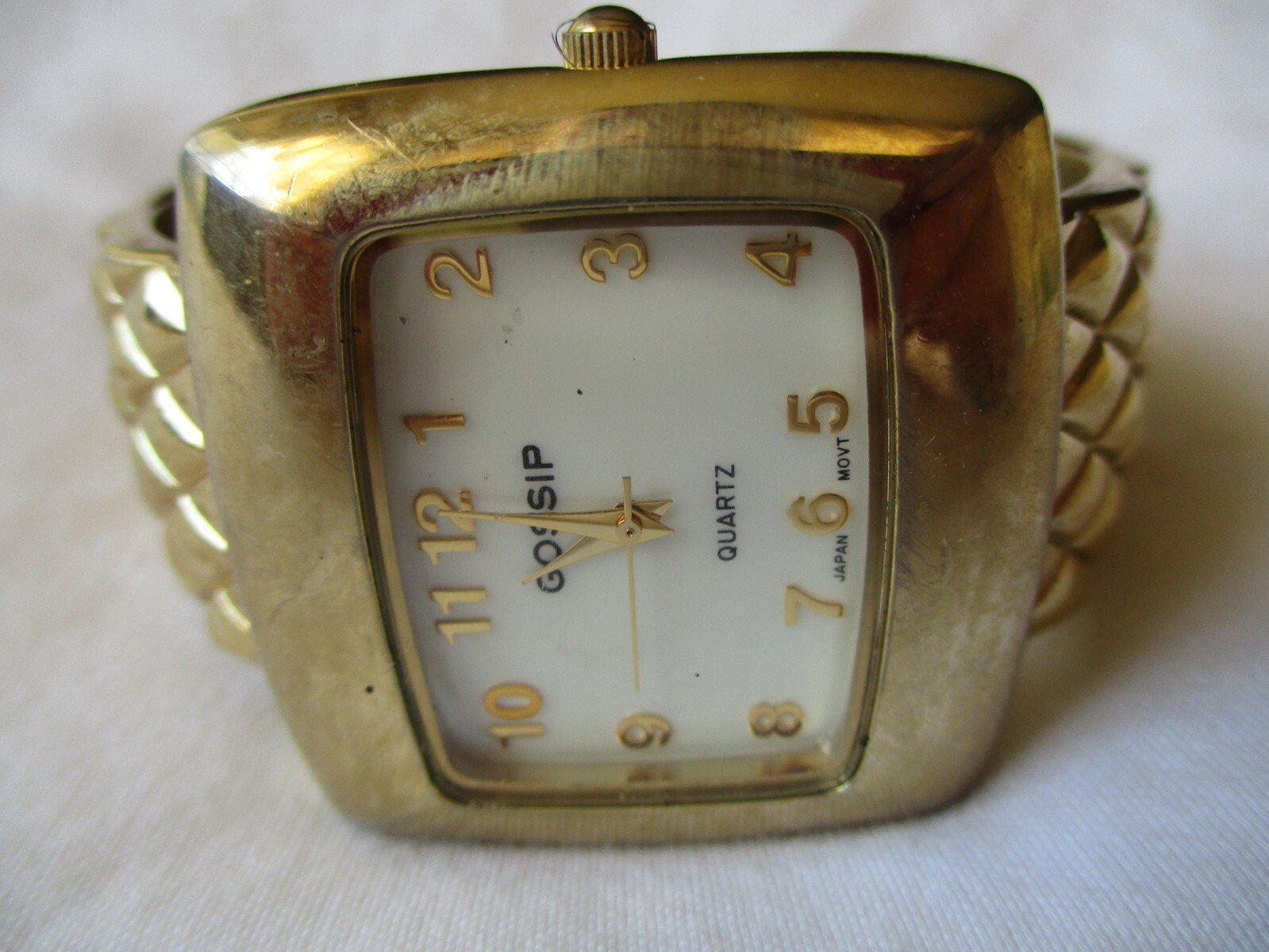 Gossip Wristwatch Rectangular White Face Gold Ton… - image 2