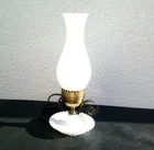 VTG Hobnail Fluted Milk White Glass Fenton Hurricane Lamp 15" Tall Working