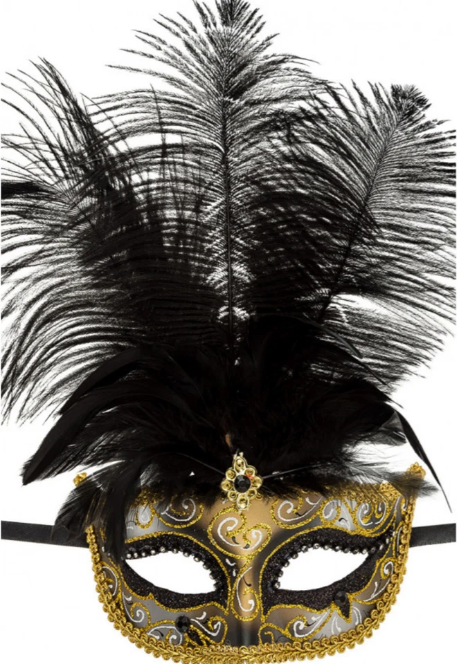 Damas Máscara de Mascarada Halloween Bola Plumado Veneciano Disfraz Vestido Elegante Foto 4 de 4