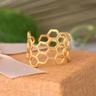 Handmade Open Honeycomb Ring 18k Gold Plated Adjustable Ring Jewelry