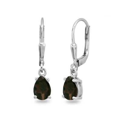 Ohrringe Träne 7 x 5 mm Birnenschliff Rauchquarz 925 Silber Ohrhänger Ohrhänger