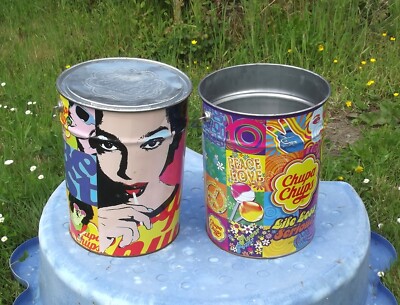 Zwei große Kanister Werbeeimer Chupa Chups Pop Art Stil H 40cm