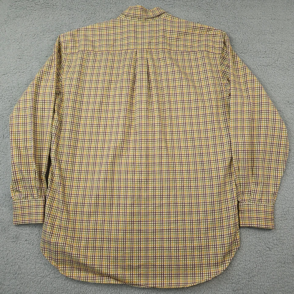 Camisa Robert Talbott Hombre Grande Amarilla Verde Púrpura Rejilla Cuadros Botones Carrera Foto 3 de 4