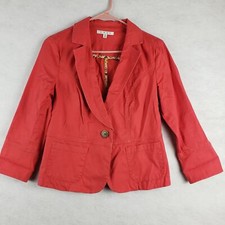 Cabi Women's 4 Geranium Toss On Blazer Red Stretch Twill Jacket Office Preppy