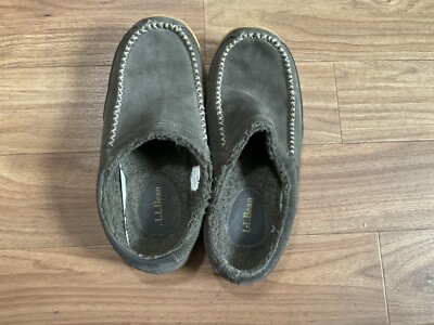 Bean Mountain Slipper Scuffs Mens Size Gray Leather Outdoor Slip  Loafer
