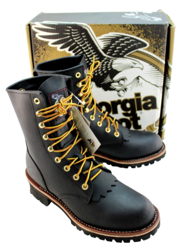 GEORGIA Size 8.5 M Soft Toe Black Logger Vibram Sole 8" Men's Work Boots G8100