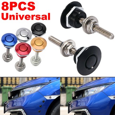 8PCS Push Button Quick Release Car Bumper Hood Lock Pins Clip Bonnet Latch Kit