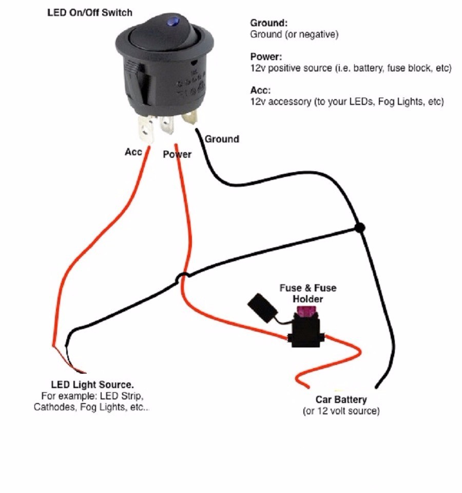24 LED DOT & LIGHTED SPST ON/OFF TOGGLE ROUND ROCKER 12V DC SWITCHES ...