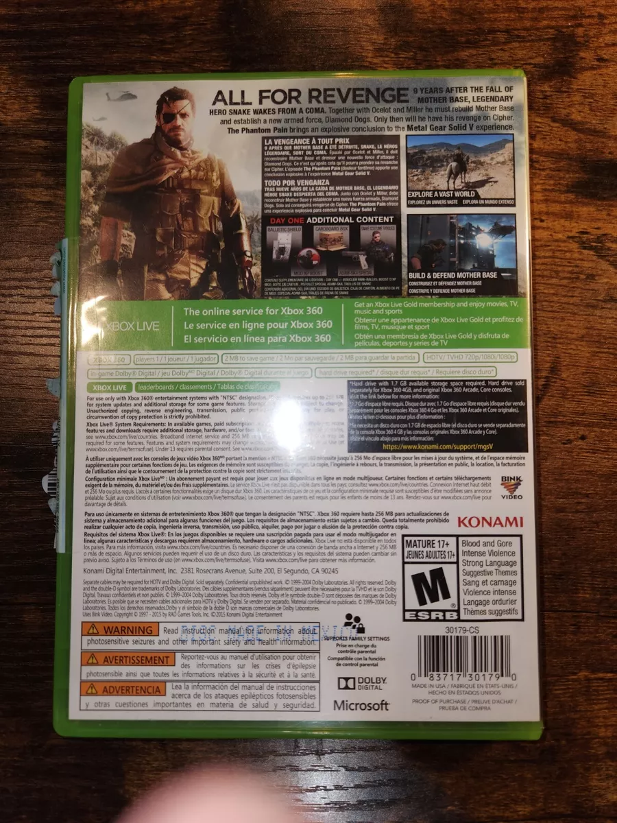 Jogo Metal Gear Solid V: The Phantom Pain (Day One Edition) - Xbox