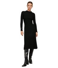 Mango L129714 Womens Black Ribbed Knit Long Sleeve Dress Size 2
