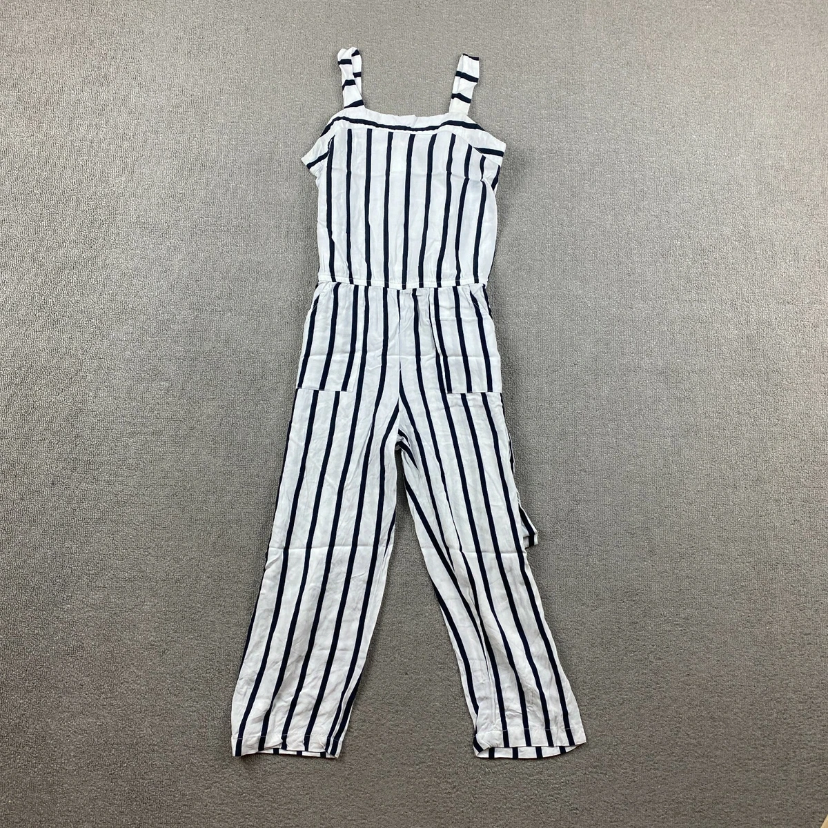 Forever 21 Girls Jumpsuit 11 12 Striped White Black Strap One