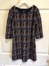 Amy Wear Girl  s Dress Youth Size 10 Popover Lined Navy Gold Rust White Exc Cond