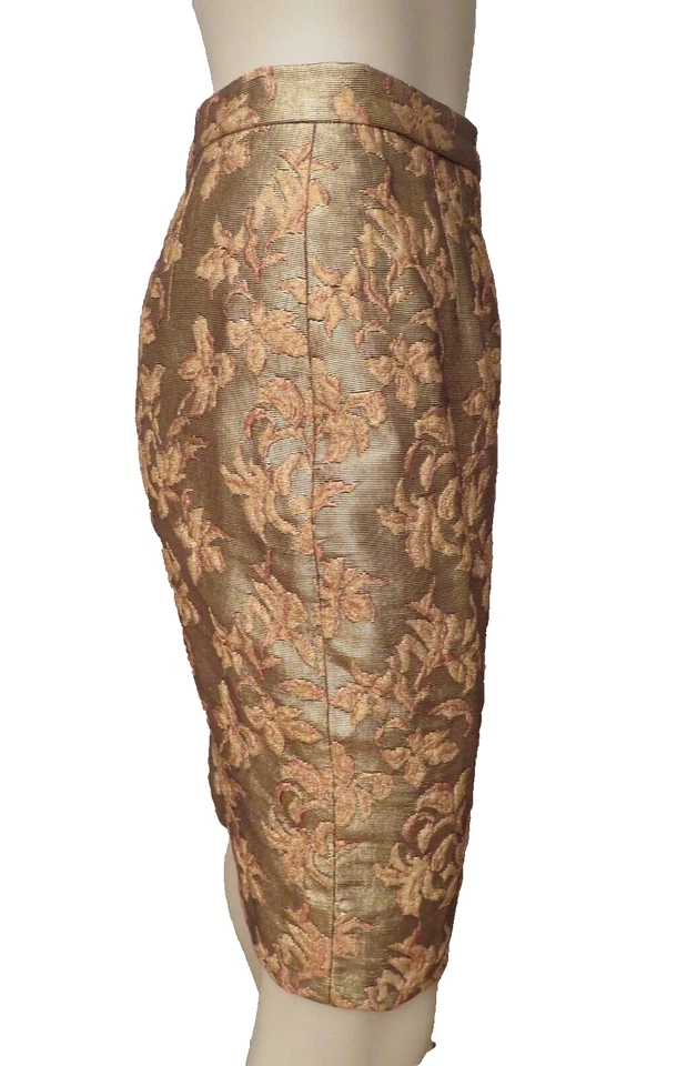 Vestido Christian Dior Para Mujer Talla 6 S Falda Lápiz Jacquard Floral De Colección Foto 4 de 4