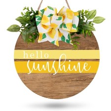 Whaline Hello Sunshine Wooden Hanging Sign Summer Welcome Sign Front Door Dec...