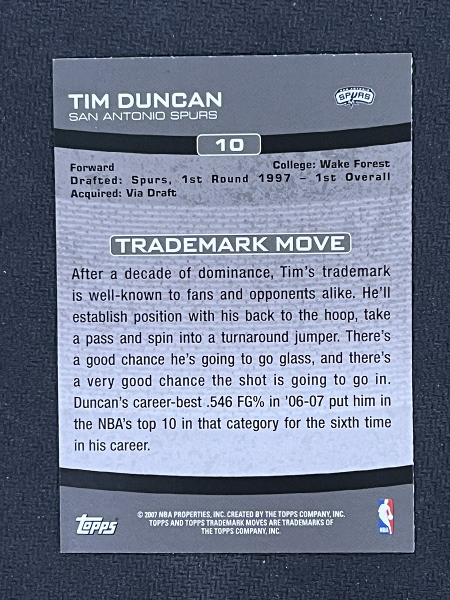 Tim Duncan 2007-08 Topps Trademark Moves Basketball #10 San