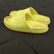Nike Men's Yellow Slide Sandals Slip-On Rubber Upper Logo Accent Size 10