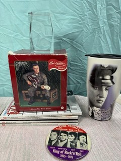 Lot of 8 Elvis Presley Memorabilia Mug Music Box Tv Guide Glass Paperweight Etc