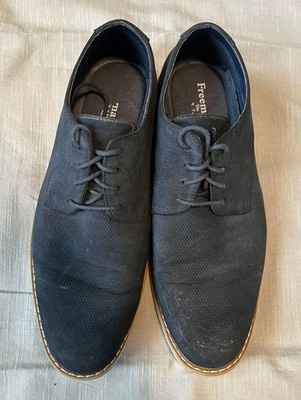 Freeman Lucas Men's Navy Suede Perforated Plain Toe Derby Shoes