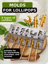 Vintage Cast Iron Lollipop Candy Mold Shape Durable Heavy Metal Form BUNNY, BEAR