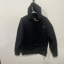 Ariat Black Logo Hoodie Sweatshirt Men's Size L Pullover Hooded Top